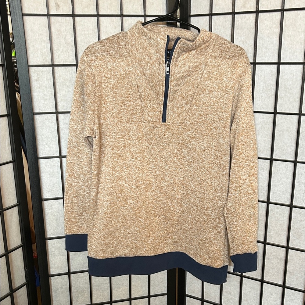 Serra Tan and Blue Sweater